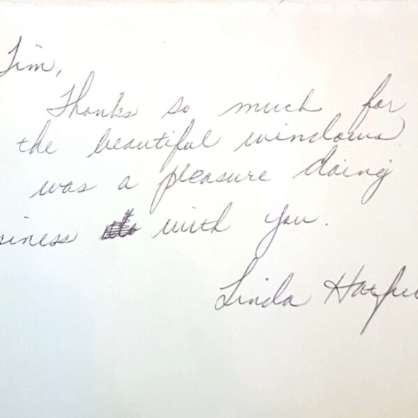Window Replacements Unlimited Testimonial Picture Thank you letter