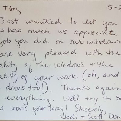 Window Replacements Unlimited Testimonial