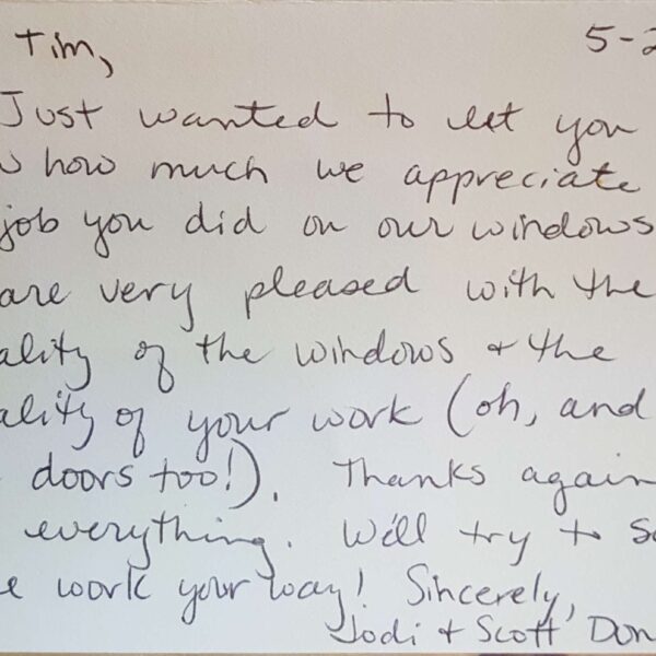 Window Replacements Unlimited Testimonial