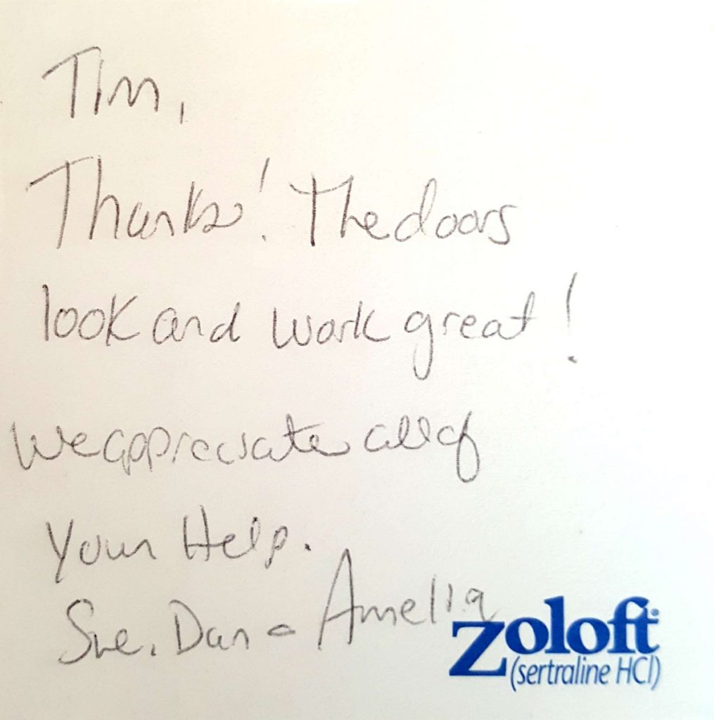 Window Replacements Unlimited Testimonial Picture Thank you letter