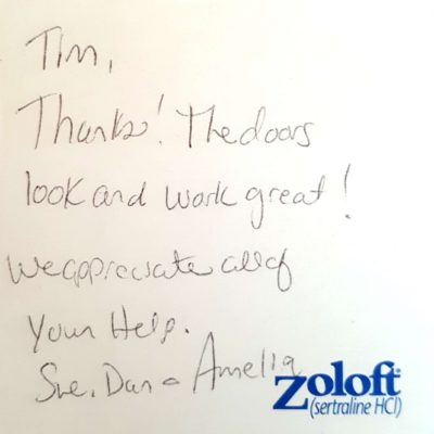 Window Replacements Unlimited Testimonial Picture Thank you letter